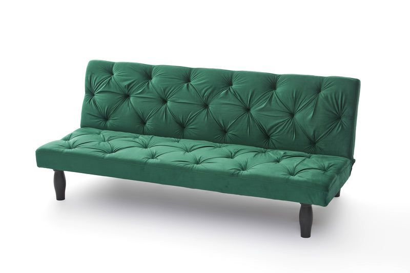 2534B Sofa converts into sofa bed 66" green velvet sofa bed suitable for family living room, apartment, bedroom