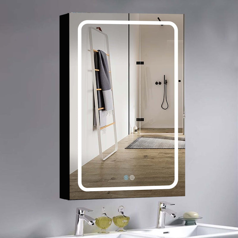 30x20 inch LED Bathroom Medicine Cabinet Surface Mounted Cabinets With Lighted Mirror Light Open