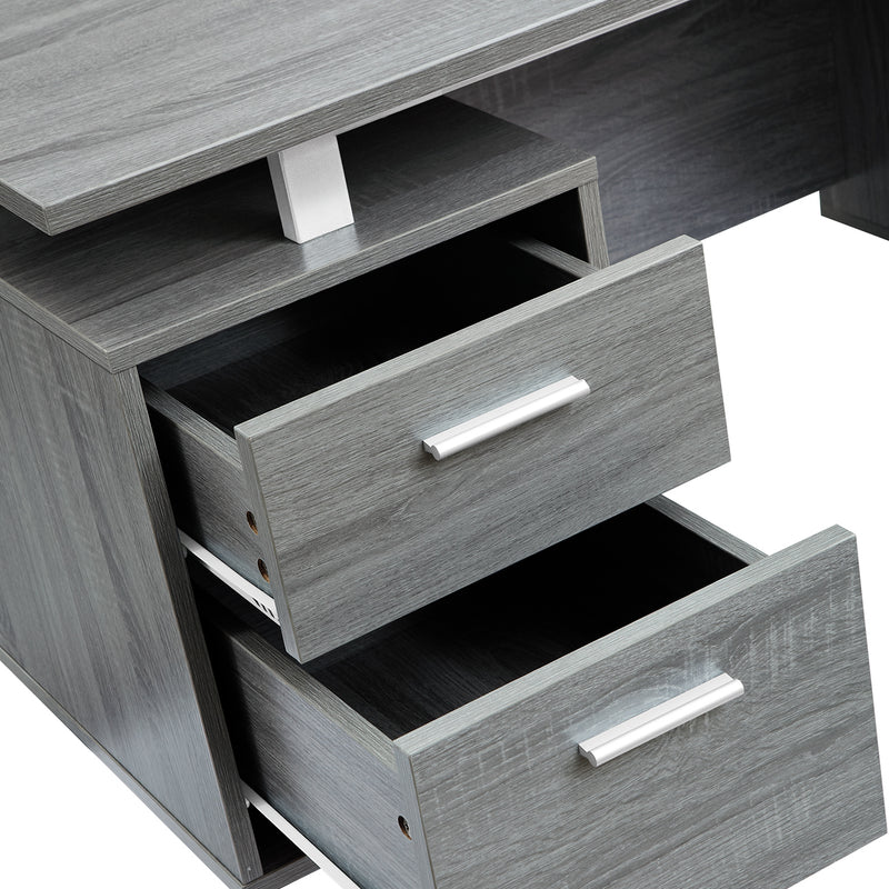 Modern Office Desk with Storage, Grey