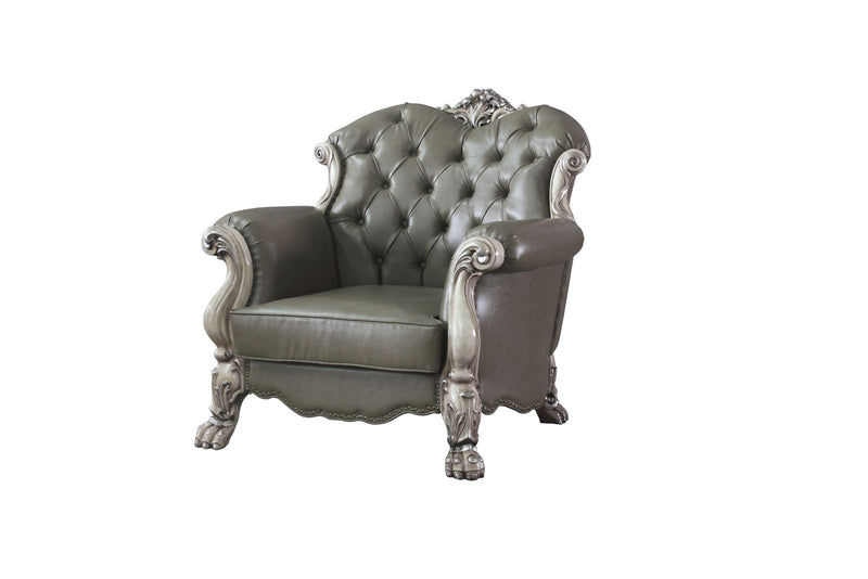 Chair w/1 Pillow, Vintage Bone White & PU