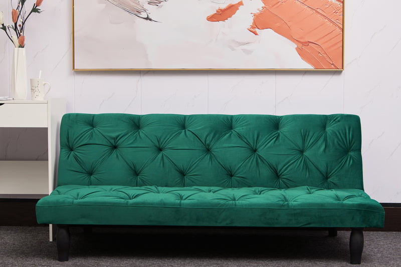 2534B Sofa converts into sofa bed 66" green velvet sofa bed suitable for family living room, apartment, bedroom