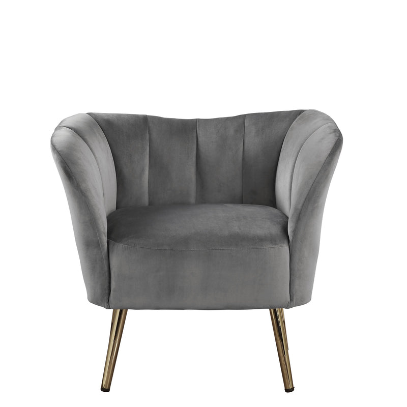 Accent Chair, Gray Velvet & Gold