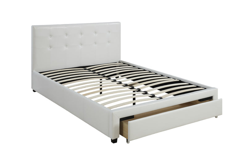 Bedroom Furniture White Storage Under Bed Full Size bed Faux Leather upholstered