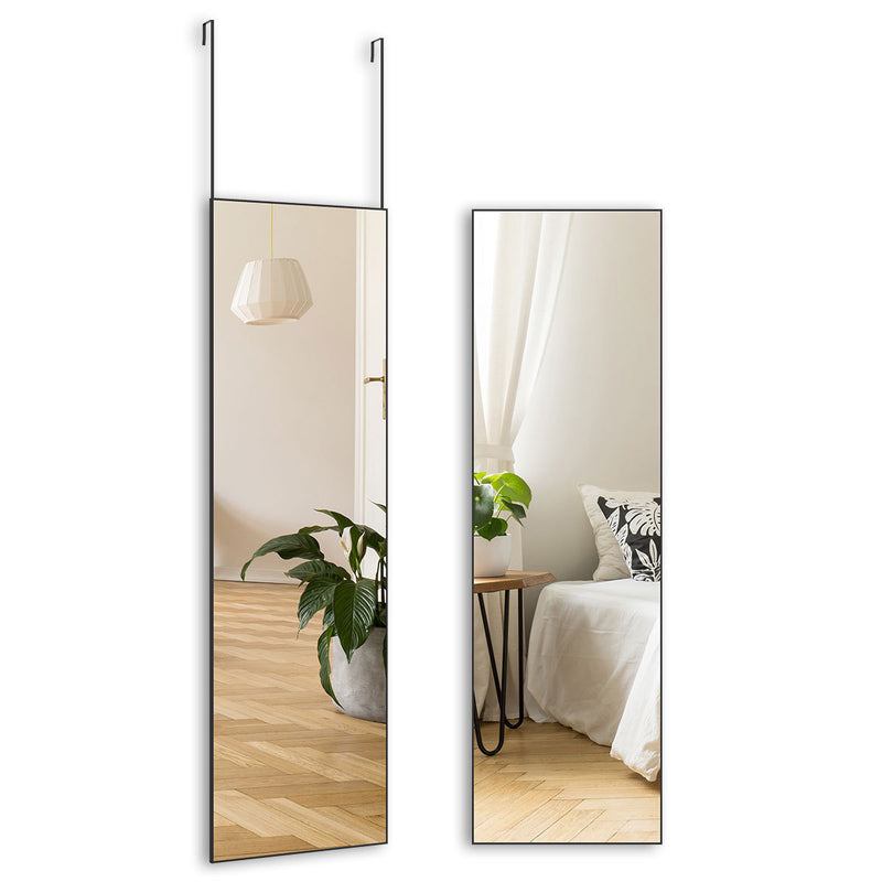 60x18 inch Full Length Mirror with Hanging Hooks for Door Wall Mounted Decoration Floor Dressing Mirror Full Body Mirror for Bedroom Living Room Bathroom (Black)