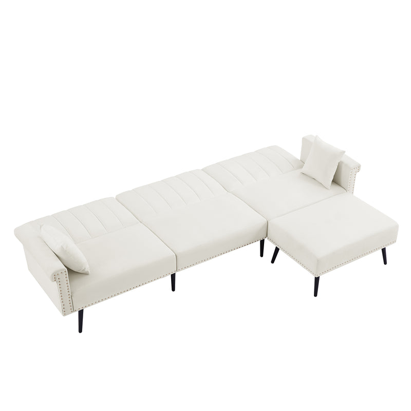 WHITE SECTIONAL SOFA BED