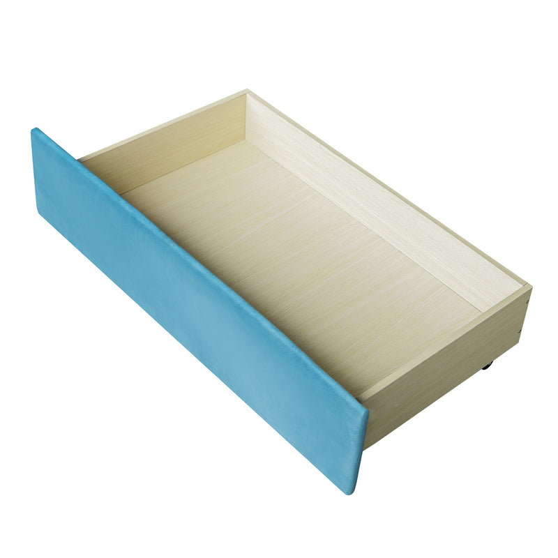 Upholstered daybed Twin Size with Two Drawers and Wood Slat Suppot ,Blue