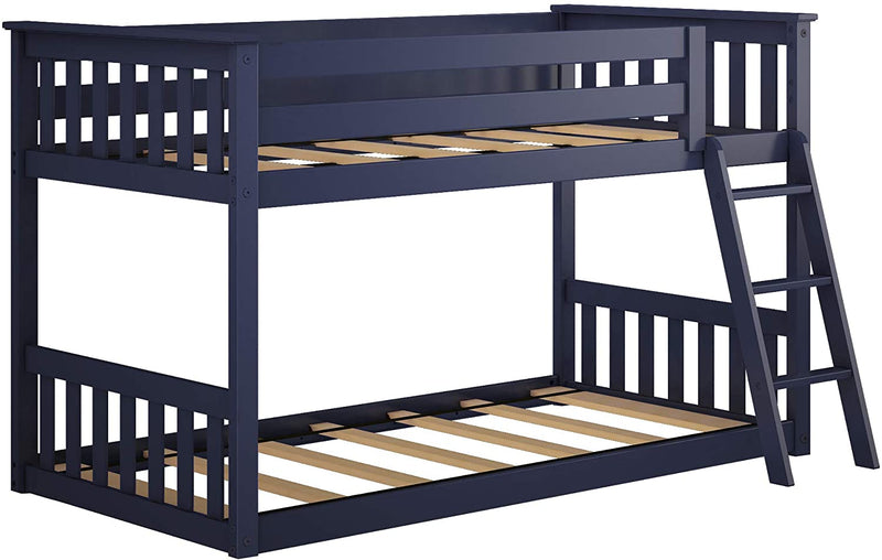 Max & Lily Solid Wood Twin Low Bunk Bed, Blue