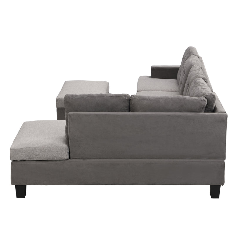 Sofa Set  for Living Room with Chaise Lounge and Storage Ottoman Living Room Furniture,(Gray)