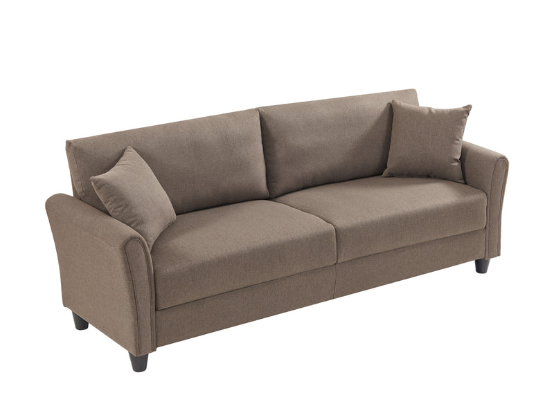 2042 Light brown three-seater sofa in linen