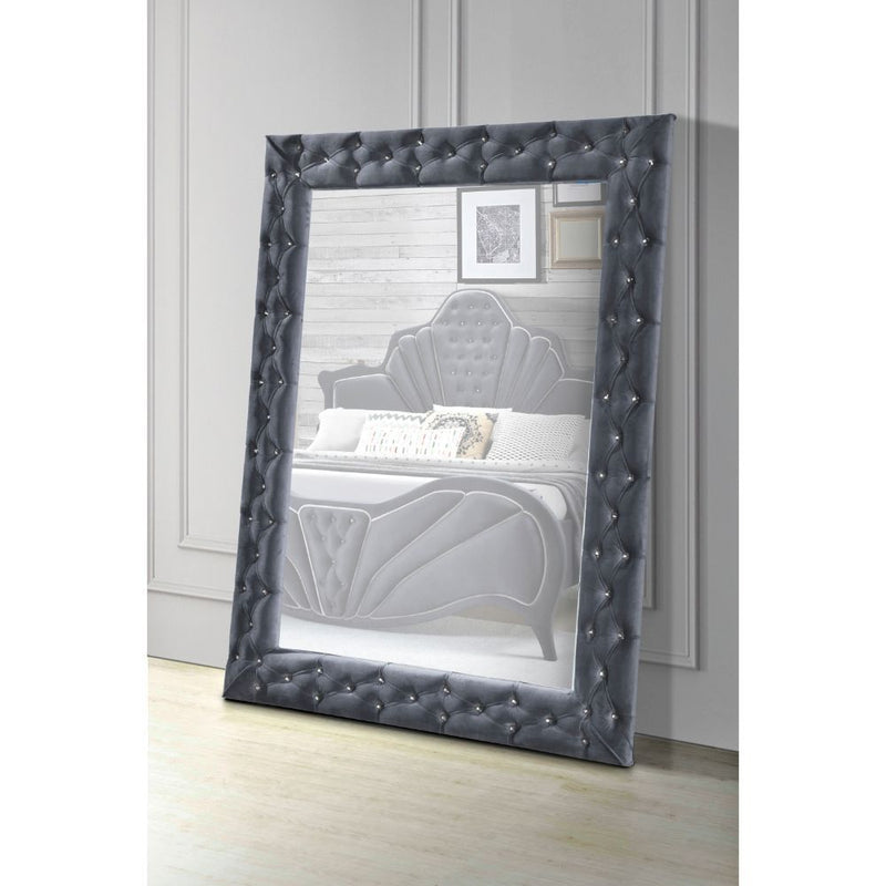 Dante Accent Floor Mirror, Gray Velvet