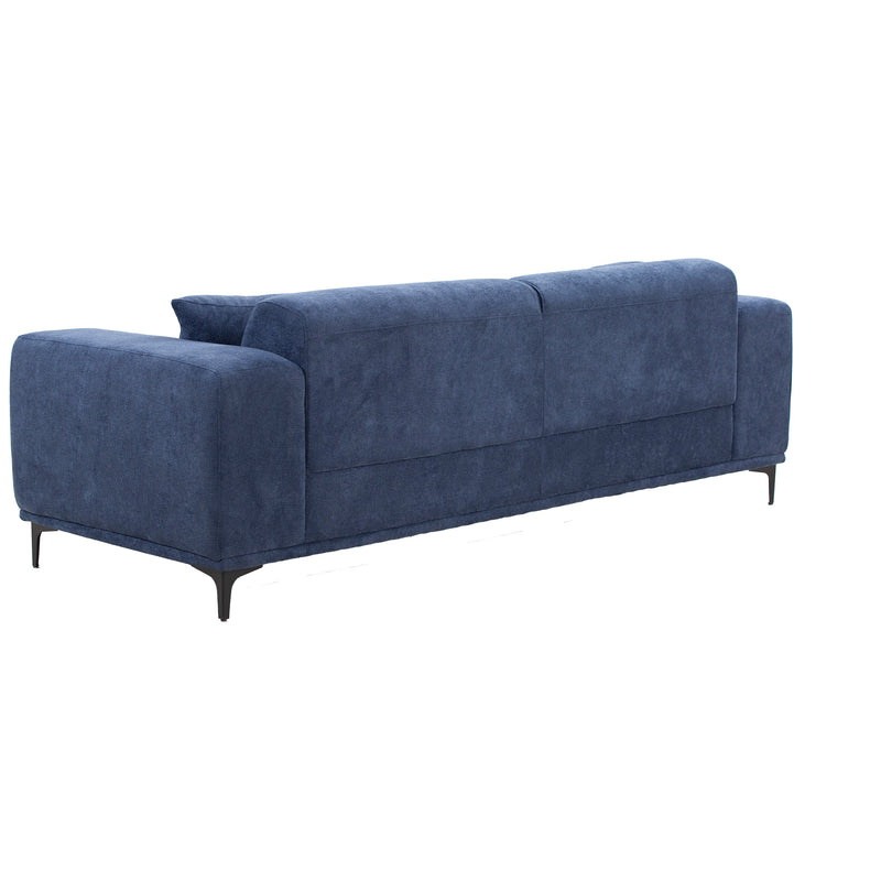 90'' Mid-Century 3 Seater Sofa with 2 Stretchable Walnut Pad Modern Fabric Upholstered Sofa for livingroom lobby office Blue