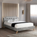 Queen Size upholstered platform bed fabric bed frame box spring NOT needed