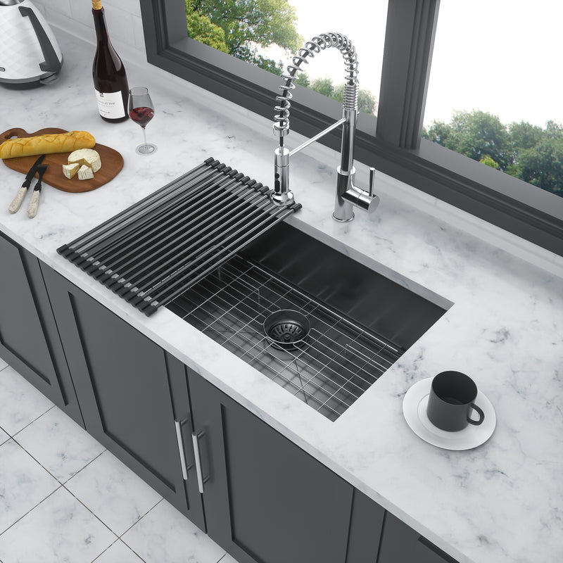 32 Inch Undermount Sink - 32" x 19" x 10" Gunmetal Black Undermount  Kitchen Sink 16 Gauge 10 Inch Deep Single Bowl Kitchen Sink Basin