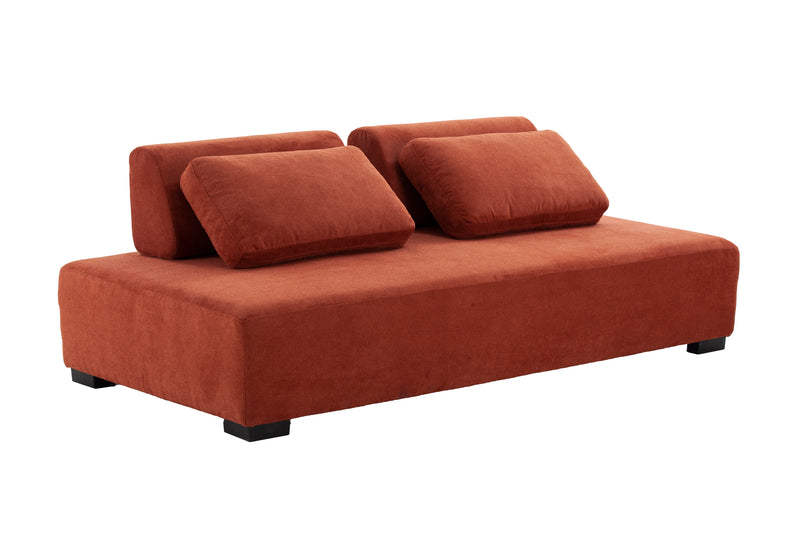 One-Piece Morden Sofa Counch 3-Seater Minimalist Sofa for Living Room Lounge Home Office Orange