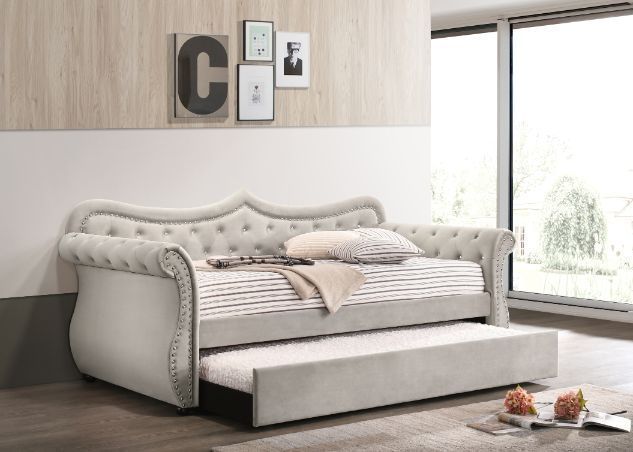 Adkins Daybed & Trundle, Beige Fabric