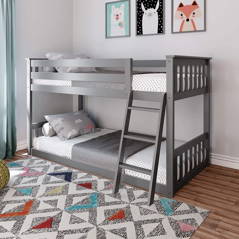 Max & Lily Solid Wood Twin Low Bunk Bed, Blue