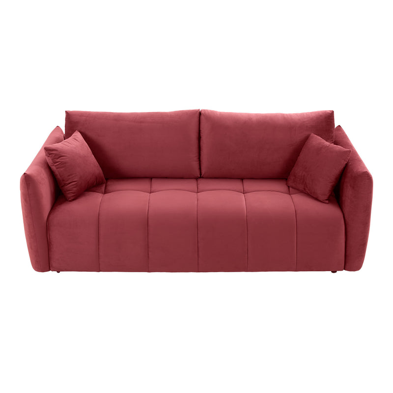 Sectional Sofa,3 seater sofa with 3 Pillows for Living Room,Velvet  for bedroom, livingroom Wine Red
