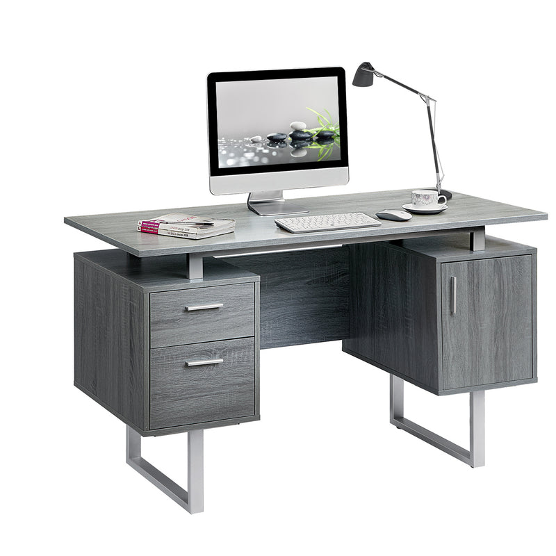 Modern Office Desk with Storage, Grey