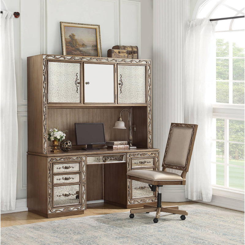 Computer Desk & Hutch in Antique Gold