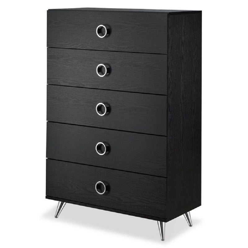 5 Drawers Chest Wood Cabinet with Metal Foots