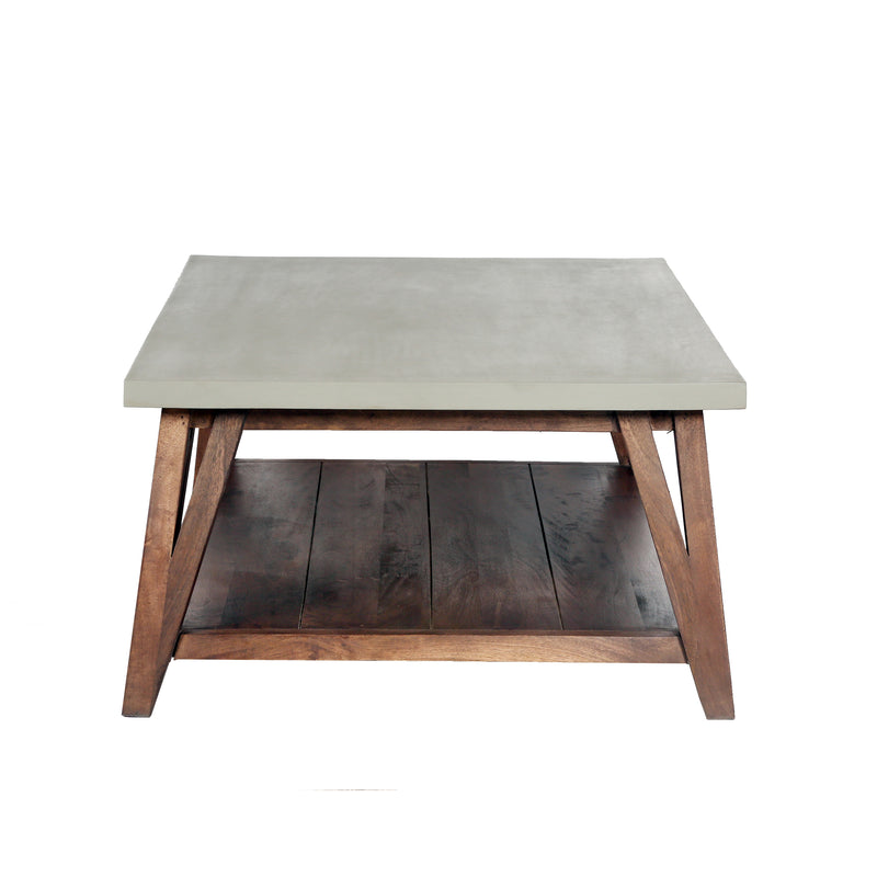 48"W Wood with Concrete-Coating Coffee Table