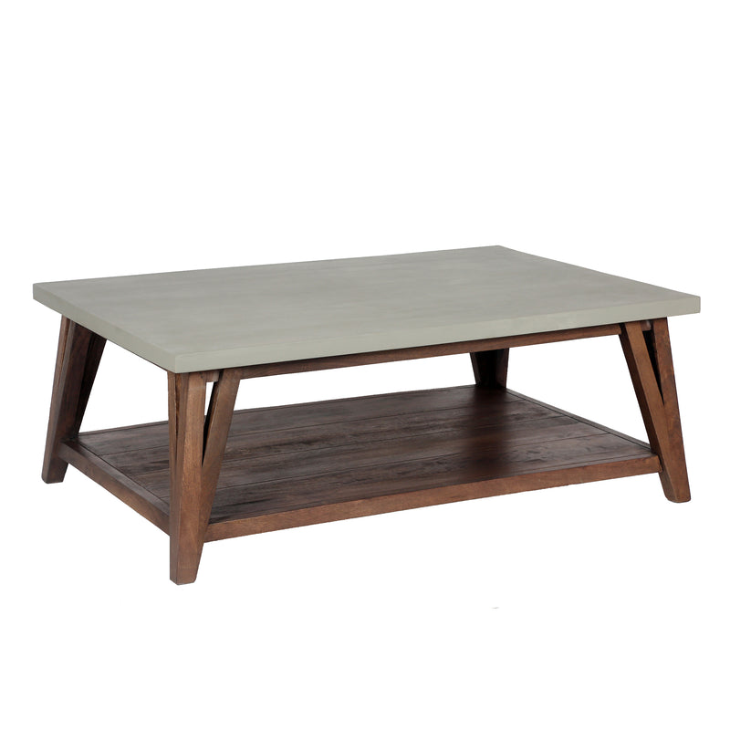 48"W Wood with Concrete-Coating Coffee Table