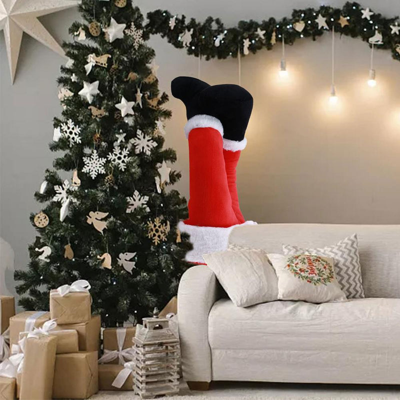 Santa Claus Legs Christmas Tree Decoration Plush Door Decor Santa Claus Elf Leg Christmas Decor For Home Hanging Ornaments