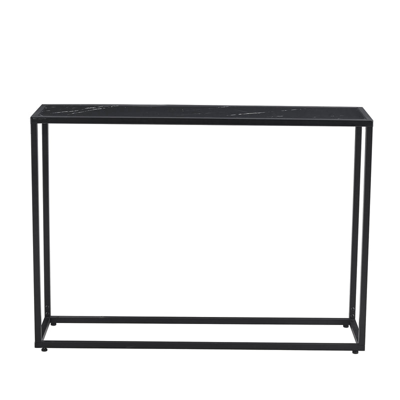 Console Talbe Minimalist Porch Table Sofa sidetable, MDF boards, metal frame , Rectangle shape, Black