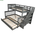 Stairway Twin-Over-Full Bunk Bed With Twin Size Trundle, Storage And Guard Rail For Bedroom, Dorm, For Kids, Adults