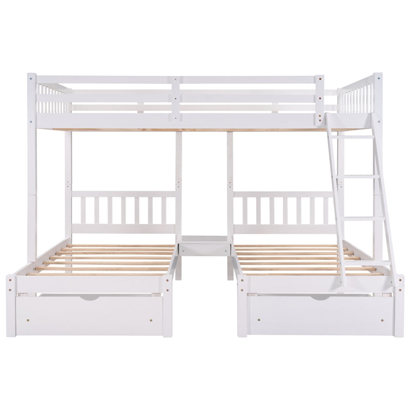 Twin Over Twin/full Convertible Bunk Bed Collapsible With Ladder Bed With Removable Platform Extra Space