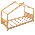 Twin Size House Platform Bed with Headboard and Footboard Roof Design Two Colors Bedroom Furniture