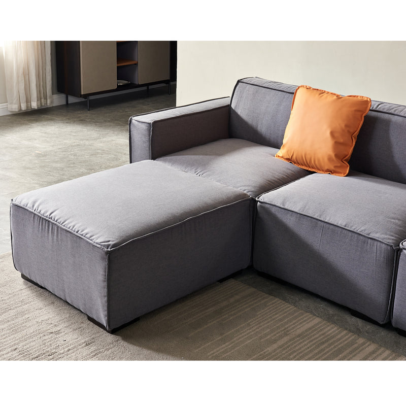 [video] Modular Sofa L Shape with Convertible Ottoman Chaise(Grey)