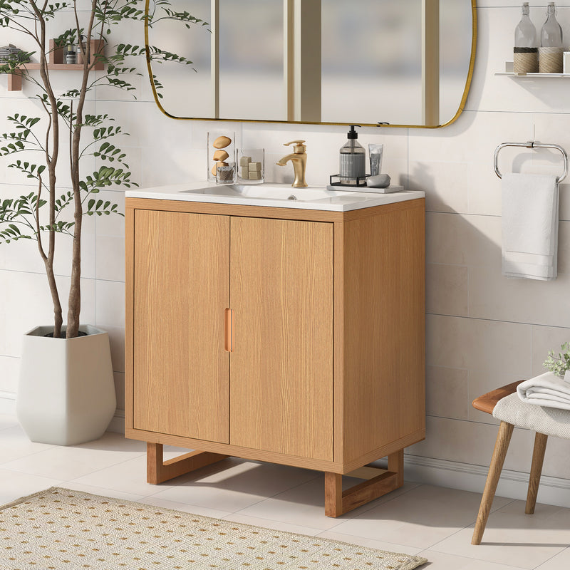 30" Bathroom vanity Set with Sink, Combo Cabinet, Bathroom Storage Cabinet, Solid Wood Frame
