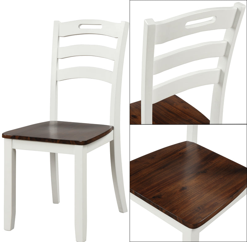 TOPMAX 6 Piece Dining Table Set with Bench, Table Set with Waterproof Coat, Ivory and Cherry