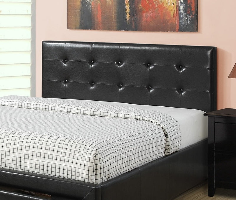 Bedroom Furniture Black Storage Under Bed Queen Size bed Faux Leather upholstered