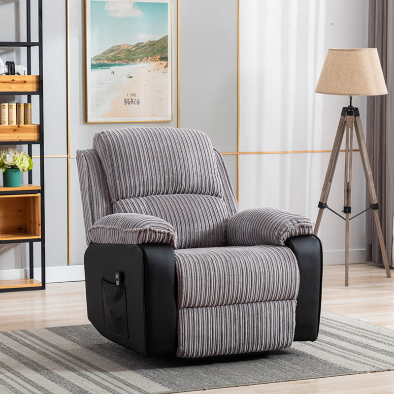 Grey Fabric Recliner Chair  Theater Single Recliner Thick Seat and Backrest, suitable for living room, side bags Electric sofa chair, electric remote control.The angle can adjust freely