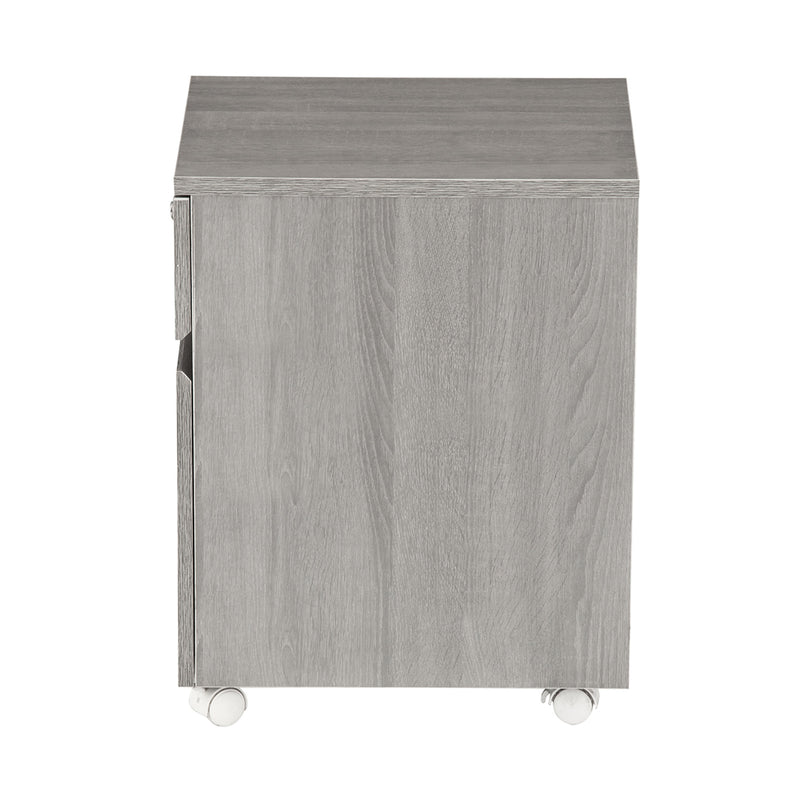 Techni Mobili Rolling Two Drawer Vertical Filing Cabinet with Lock and Storage, Grey