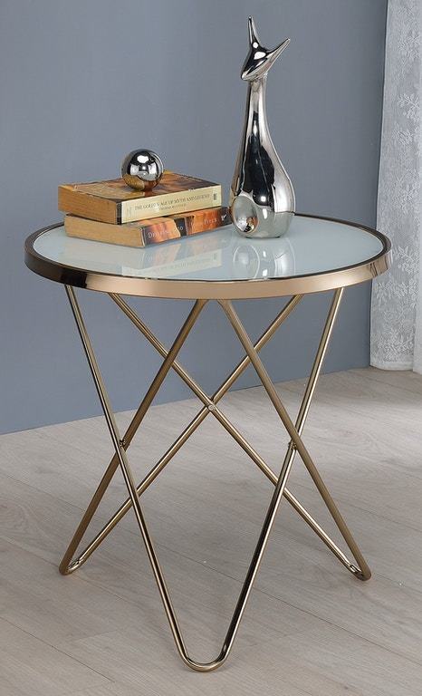 Valora End Table in Champagne & Frosted Glass