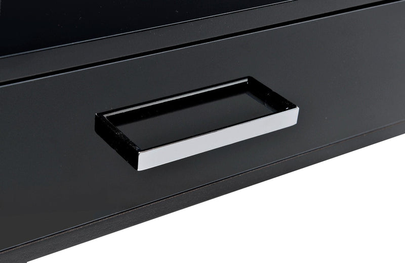 Coleen Built-in USB Port Writing Desk, Black High Gloss & Chrome Finish YF