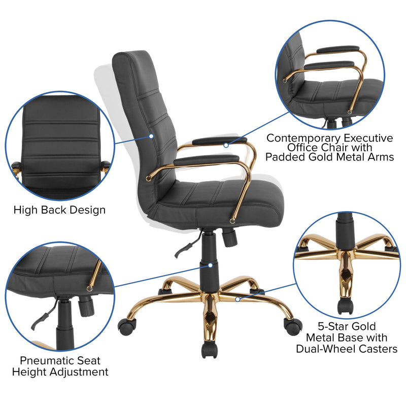 High Back Executive Swivel Office Chair with Metal Frame and Arms