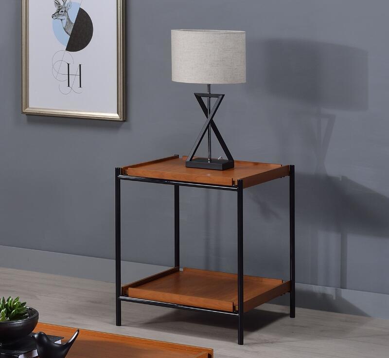 Oaken End Table, Honey Oak & Black