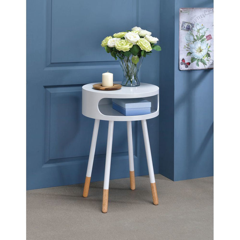 Sonria End Table in White & Natural XH