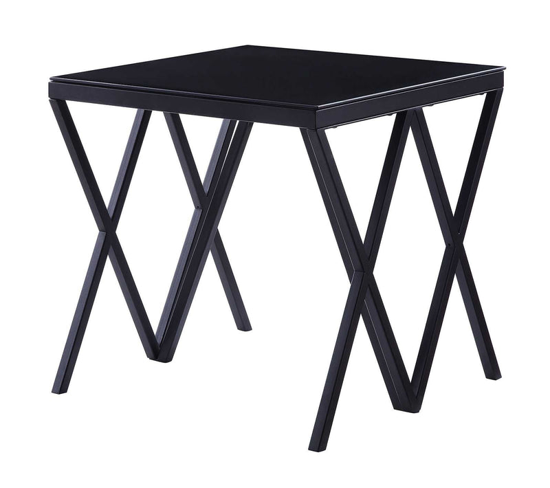 Magenta End Table, Black & Glass