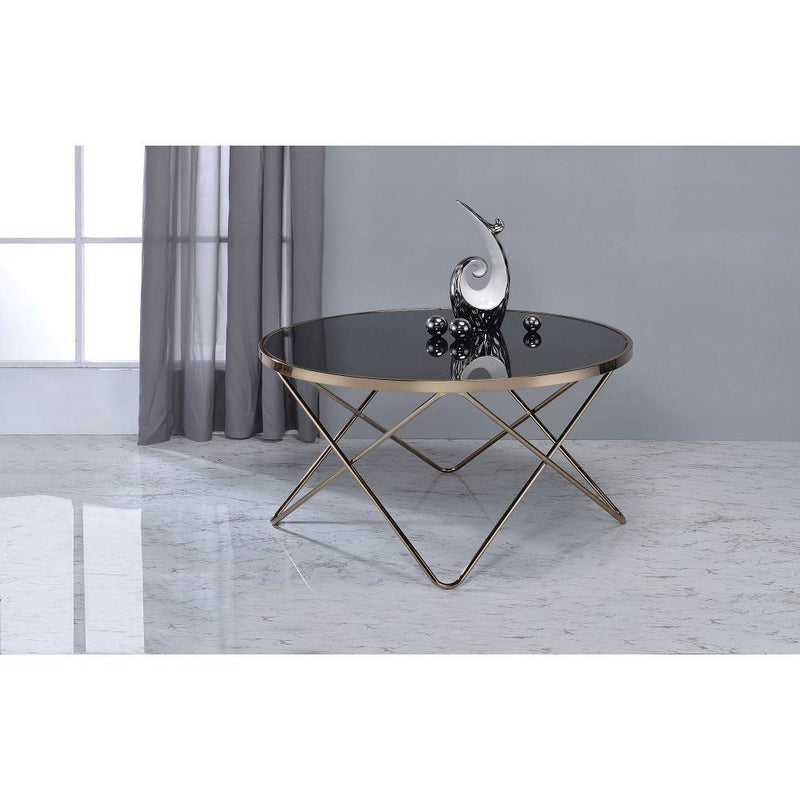Valora Coffee Table in Champagne & Black Glass