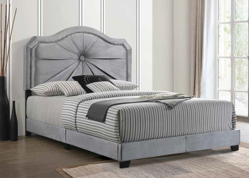 Frankie Queen Bed, Gray Velvet