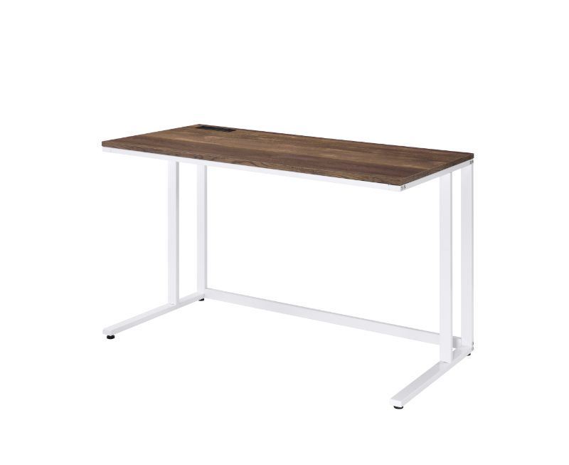 Writing Desk with Tyrese Built-in USB Port, Walnut & White Finish AL