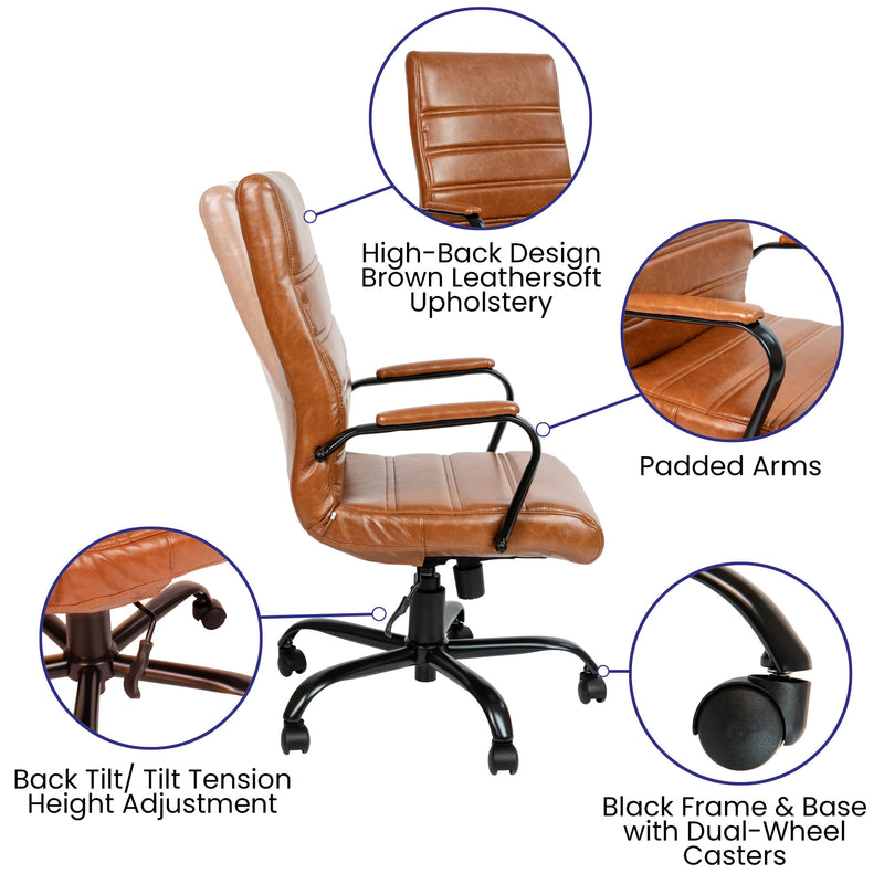 High Back Executive Swivel Office Chair with Metal Frame and Arms