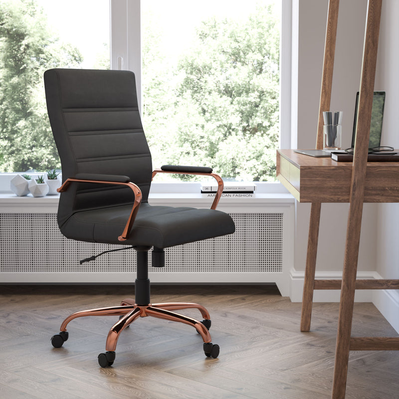 High Back Executive Swivel Office Chair with Metal Frame and Arms