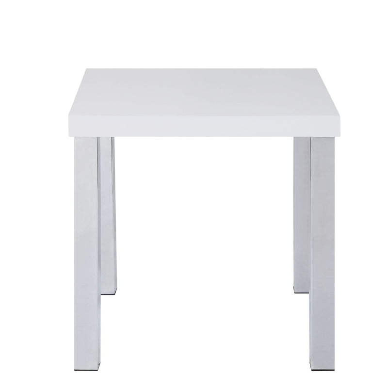 Harta End Table, White High Gloss & Chrome