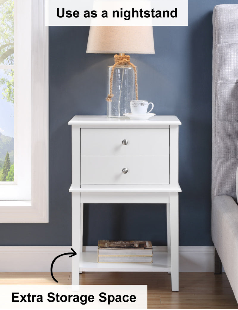 WOODEEM White Nightstand Bedrooms, Large End Table for Living Room, Bed Side Table with Drawers